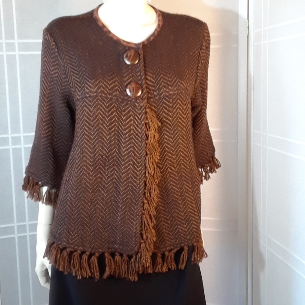 Youtopia brown/black fringed jacket L